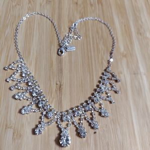 House of Harlow Silver Faceted Crystal Teardrops Necklace